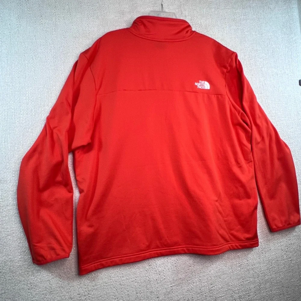 The North Face Mens 1/4‎ Zip Pullover Fleece Jacket Orange Logo Size XL